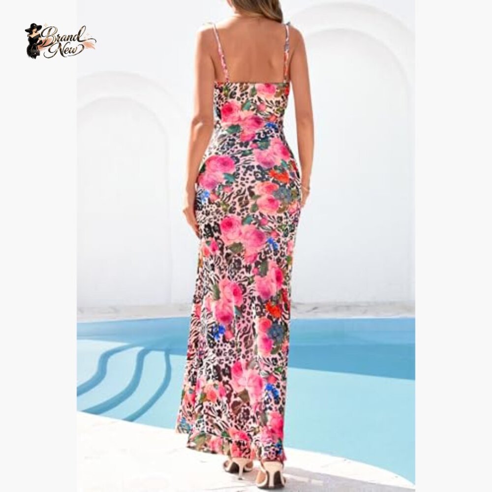 Polyester Elastane Mesh Lined Maxi Dress with Spa… - image 5